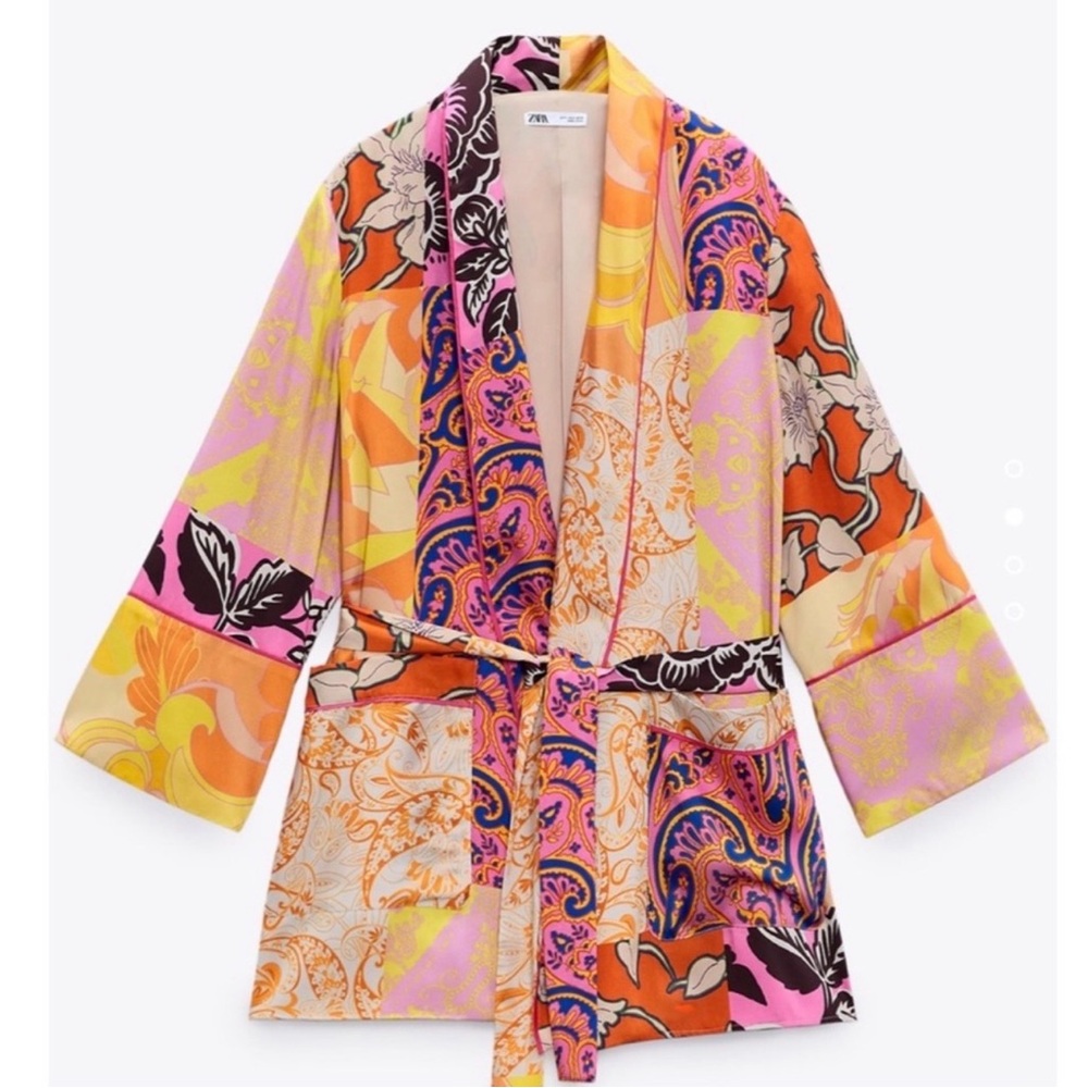Zara Colorful Women's Kimono Cape Jacket - Size Small